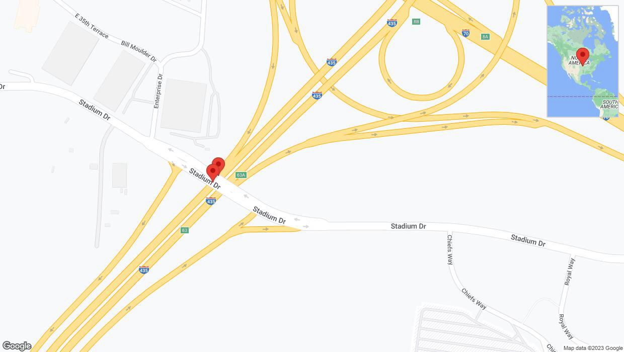 A detailed map that shows the affected road due to 'Broken down vehicle on southbound I-435 in Kansas City' on September 19th at 12:50 p.m.