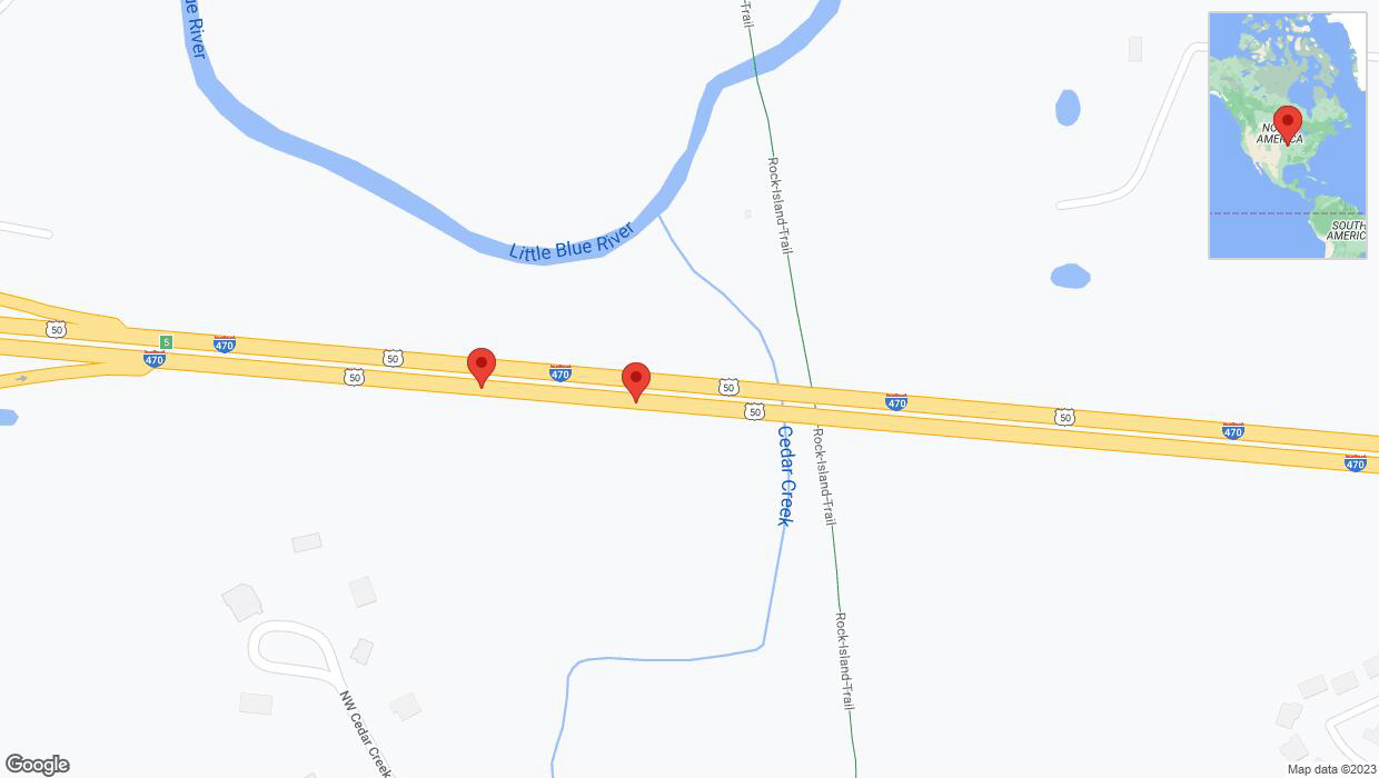A detailed map that shows the affected road due to 'Crash report: I-470' on September 19th at 12:56 p.m.