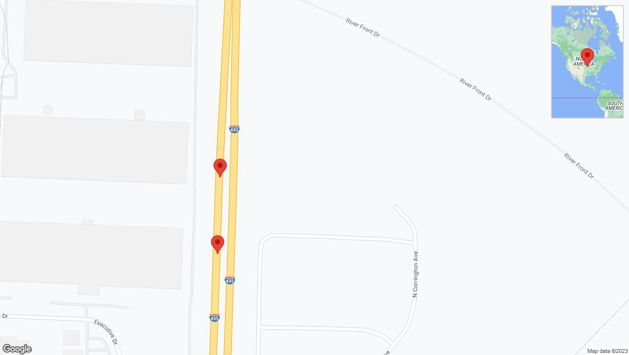 A detailed map that shows the affected road due to 'Reports of a crash on southbound I-435' on September 19th at 1:56 p.m.