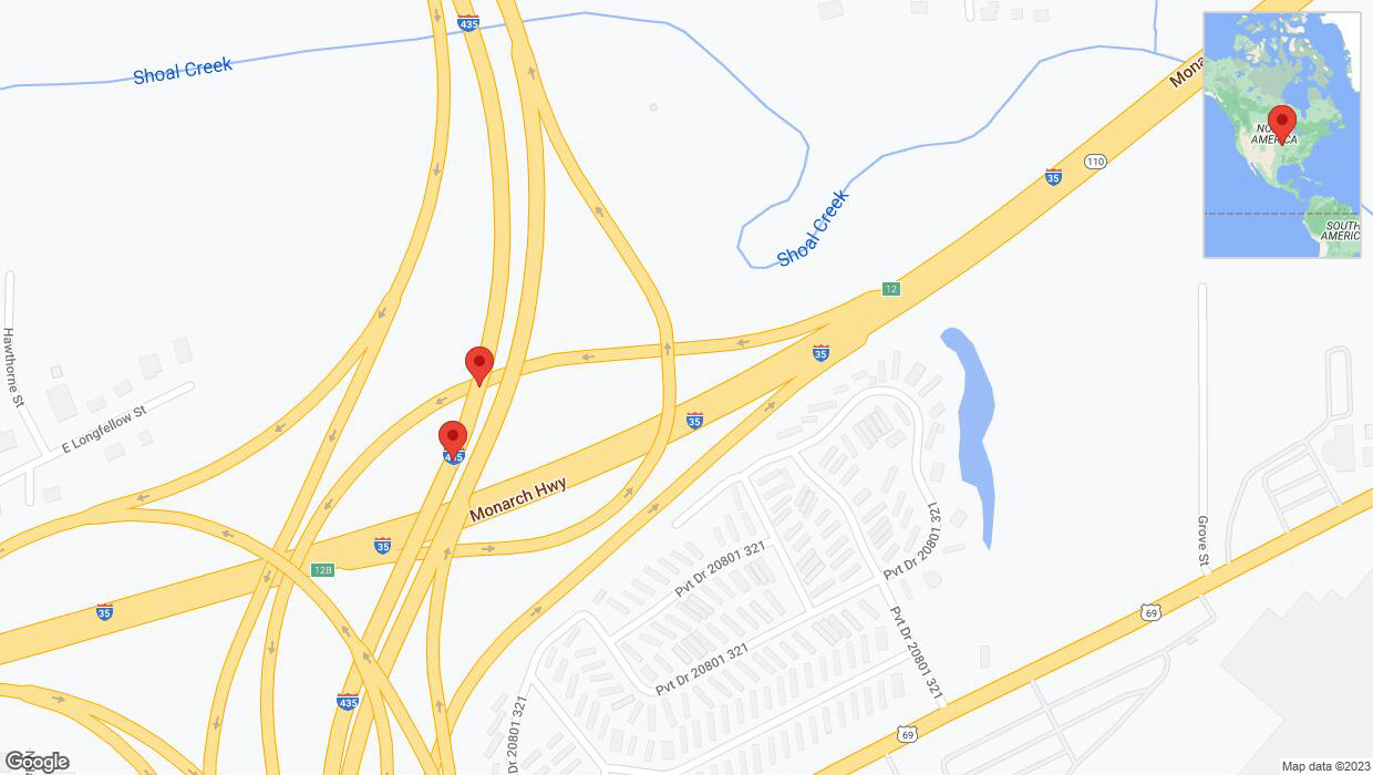 A detailed map that shows the affected road due to 'Broken down vehicle on southbound I-435 in Kansas City' on September 19th at 4:38 p.m.