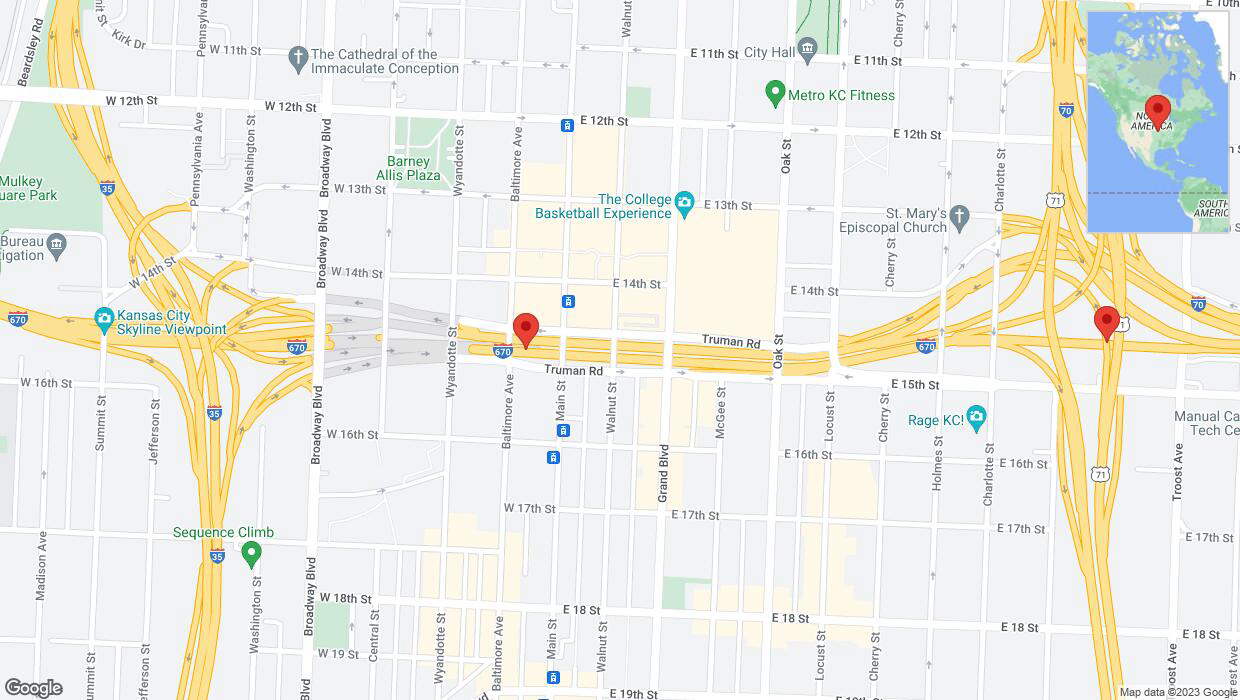 A detailed map that shows the affected road due to 'Warning: Crash on eastbound I-670 in Kansas City' on September 19th at 4:50 p.m.