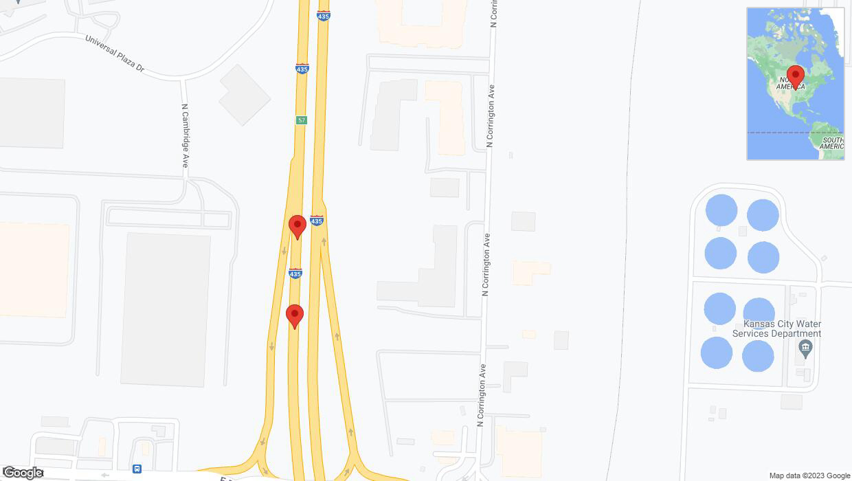 A detailed map that shows the affected road due to 'Broken down vehicle on southbound I-435 in Kansas City' on September 19th at 6:50 p.m.