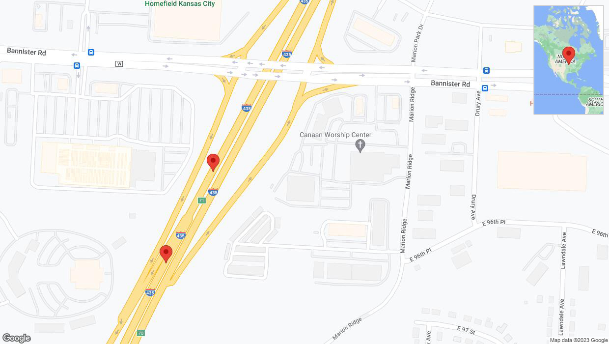 A detailed map that shows the affected road due to 'Broken down vehicle on southbound I-435 in Kansas City' on September 19th at 5:02 p.m.