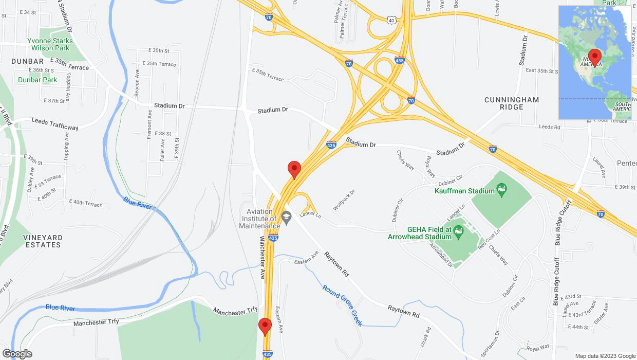 A detailed map that shows the affected road due to 'A crash has been reported on southbound I-435' on September 19th at 5:02 p.m.