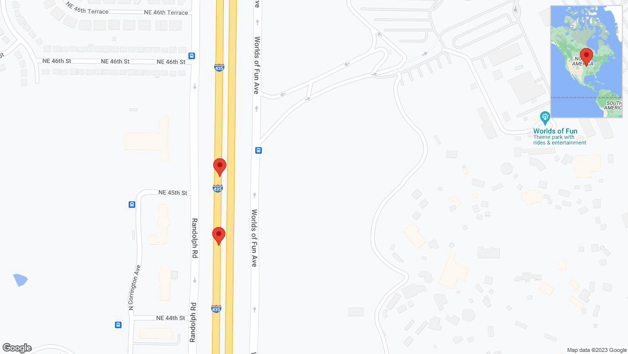 A detailed map that shows the affected road due to 'Broken down vehicle on southbound I-435 in Kansas City' on September 19th at 5:20 p.m.