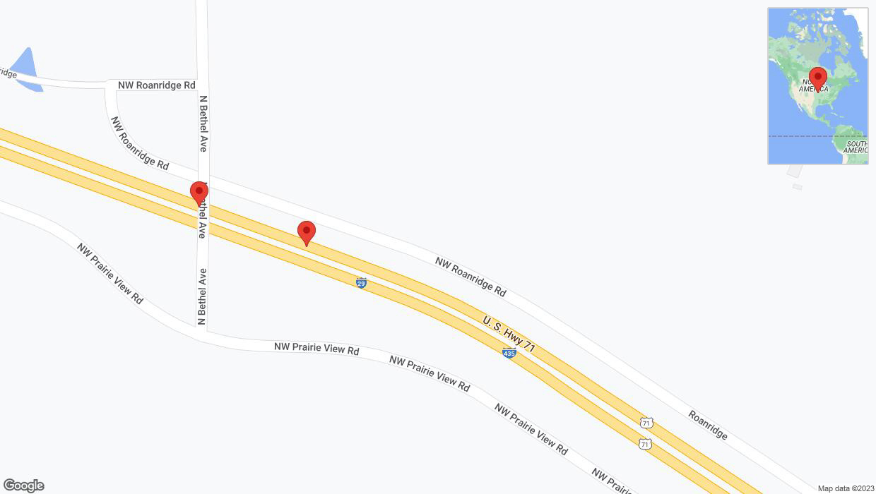 A detailed map that shows the affected road due to 'Broken down vehicle on northbound I-435/I-29 in Kansas City' on September 19th at 6:02 p.m.