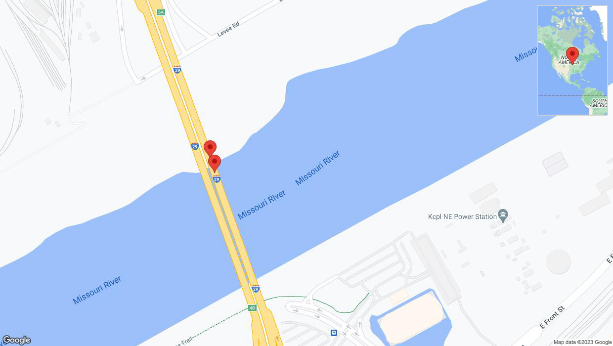 A detailed map that shows the affected road due to 'A crash has been reported on northbound I-29/I-35' on September 19th at 6:02 p.m.