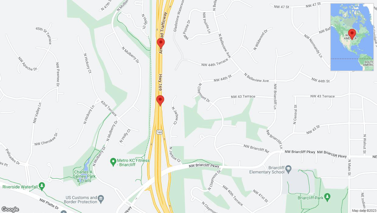 A detailed map that shows the affected road due to 'A crash has been reported on northbound US-169' on September 19th at 6:44 p.m.