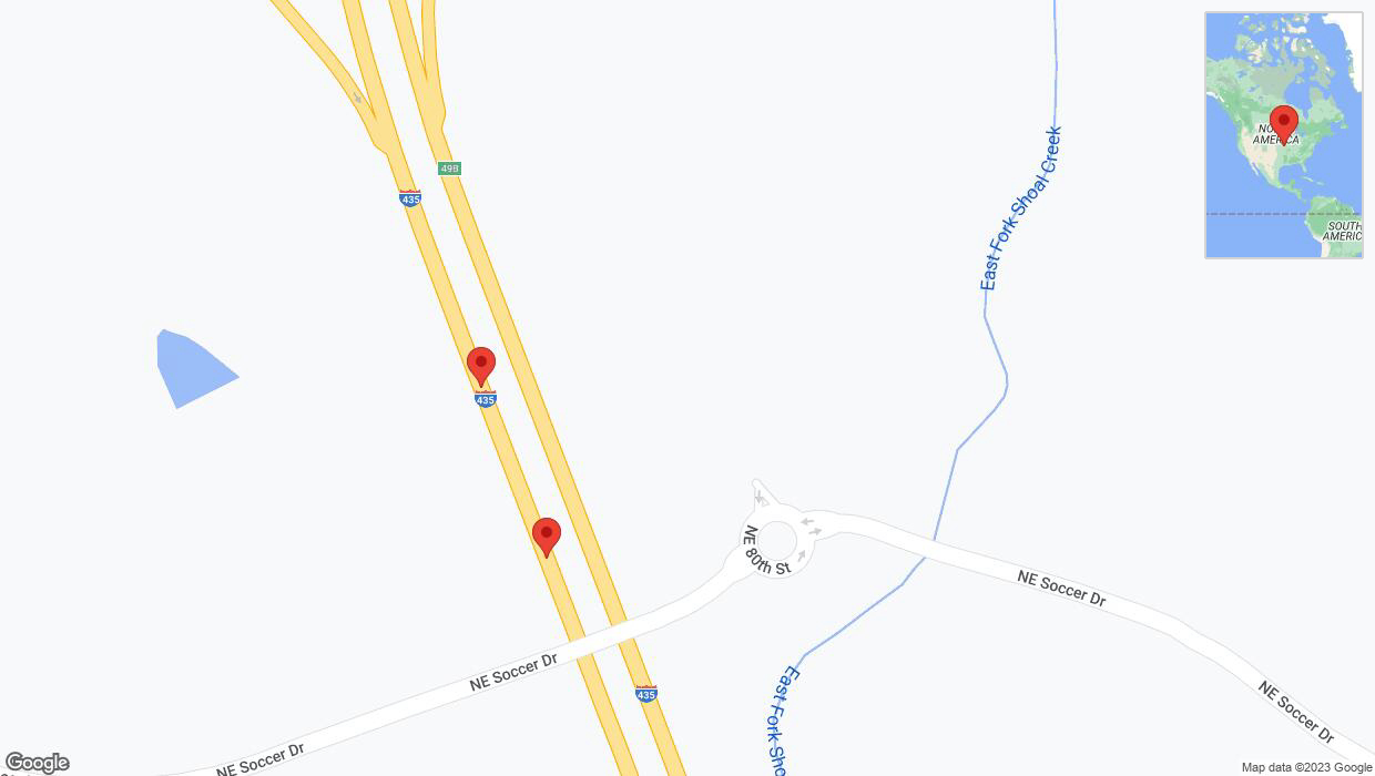 A detailed map that shows the affected road due to 'Broken down vehicle on southbound I-435 in Kansas City' on September 19th at 9:26 p.m.