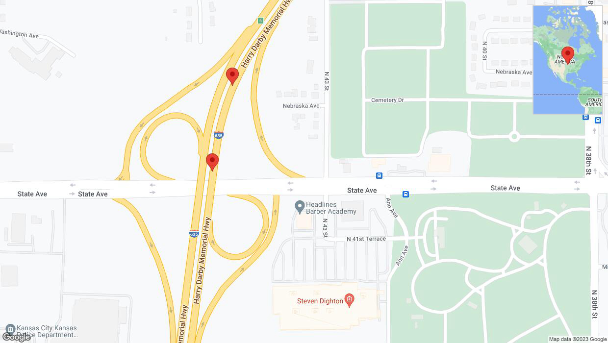 A detailed map that shows the affected road due to 'Broken down vehicle on northbound I-635 in Kansas City' on September 20th at 2:20 p.m.