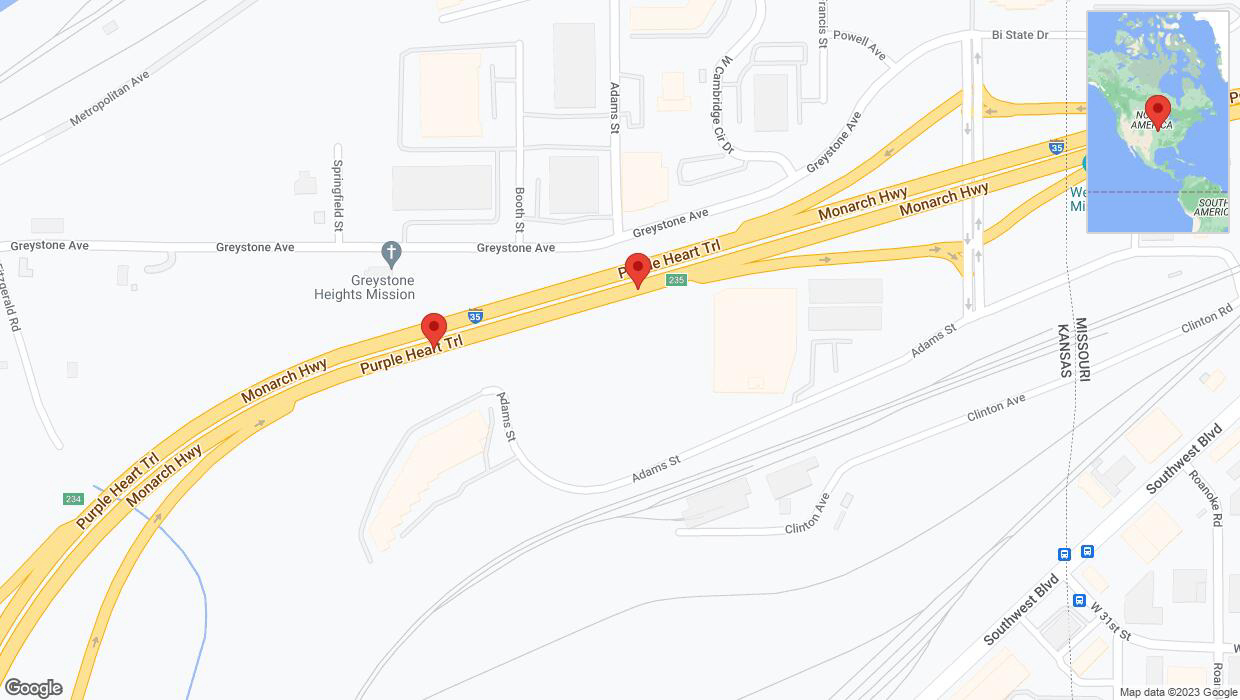 A detailed map that shows the affected road due to 'Broken down vehicle on northbound I-35 in Kansas City' on September 20th at 12:32 p.m.