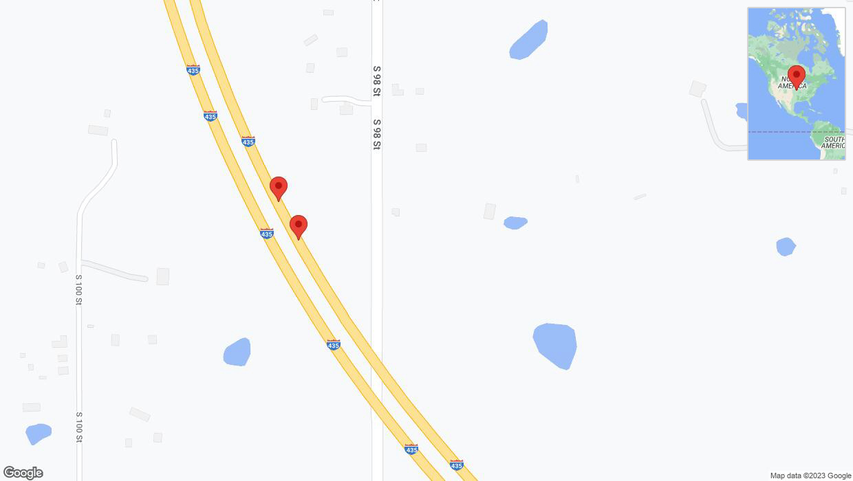 A detailed map that shows the affected road due to 'Broken down vehicle on northbound I-435 in Edwardsville' on September 20th at 3:20 p.m.