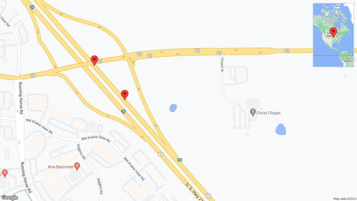 A detailed map that shows the affected road due to 'Broken down vehicle on northbound I-29 in Platte City' on September 20th at 4:02 p.m.