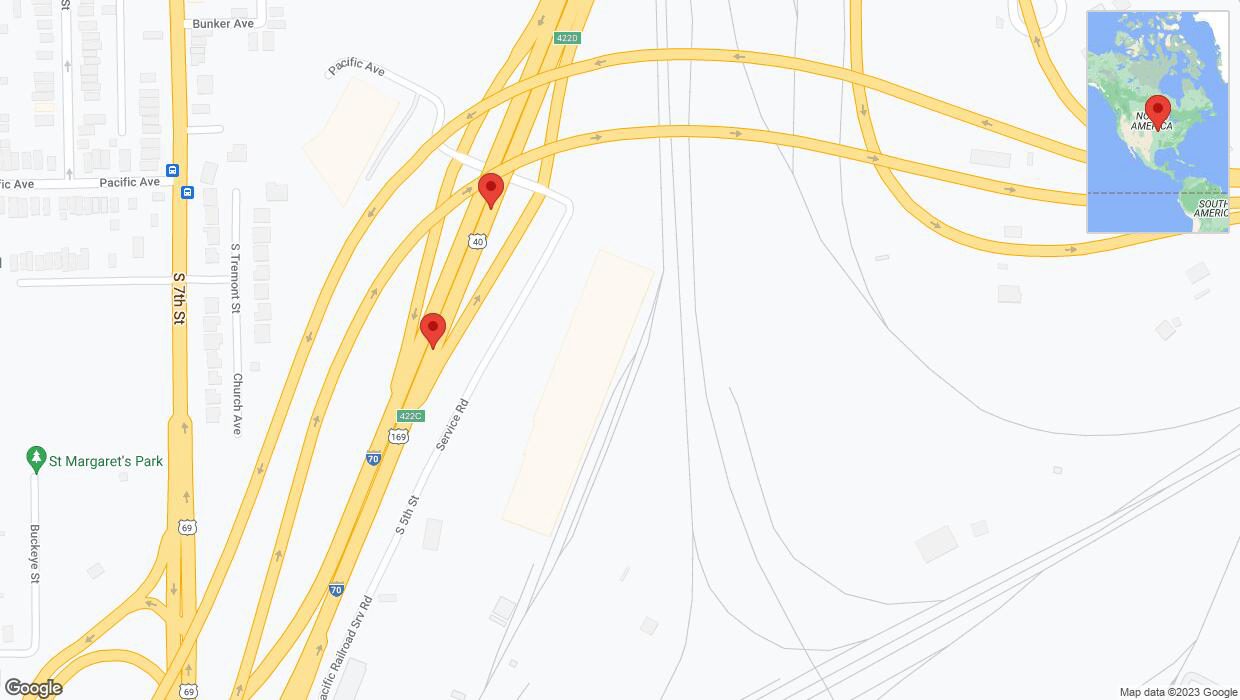 A detailed map that shows the affected road due to 'Broken down vehicle on eastbound I-70 in Kansas City' on September 20th at 2:56 p.m.