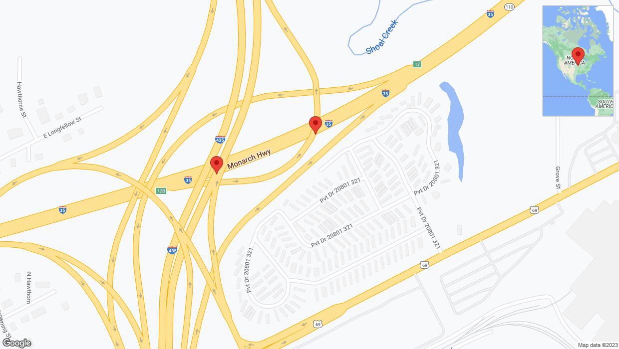 A detailed map that shows the affected road due to 'Broken down vehicle on northbound I-35 in Kansas City' on September 20th at 3:44 p.m.