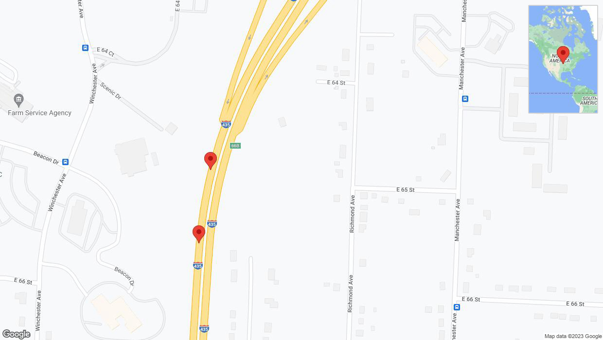 A detailed map that shows the affected road due to 'Broken down vehicle on southbound I-435 in Kansas City' on September 20th at 3:56 p.m.
