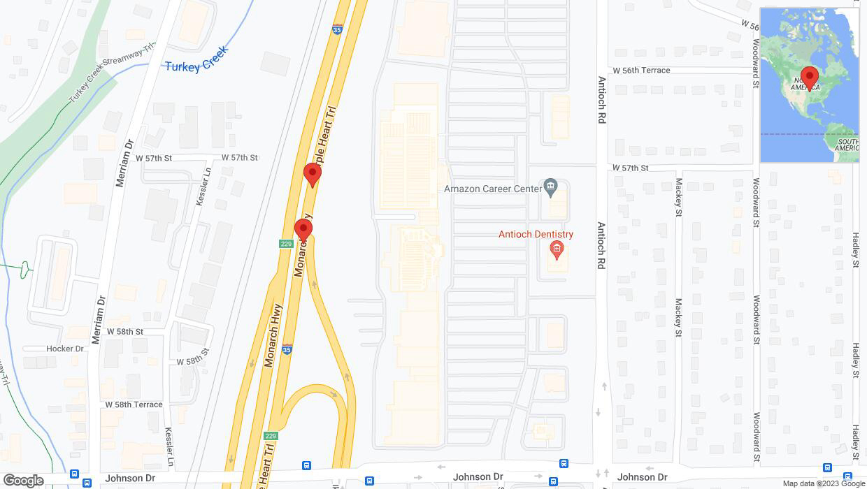 A detailed map that shows the affected road due to 'Broken down vehicle on northbound I-35 in Shawnee' on September 20th at 4:44 p.m.