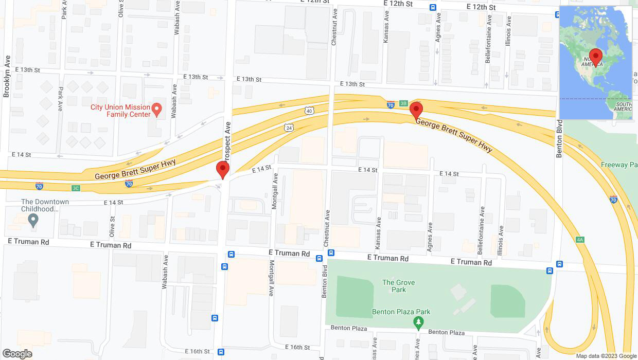 A detailed map that shows the affected road due to 'Kansas City: Prospect Avenue closed' on September 20th at 4:50 p.m.