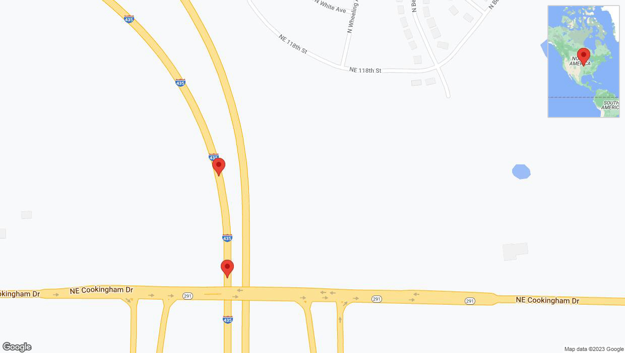 A detailed map that shows the affected road due to 'Warning: Crash on eastbound I-435 in Kansas City' on September 20th at 8:02 p.m.