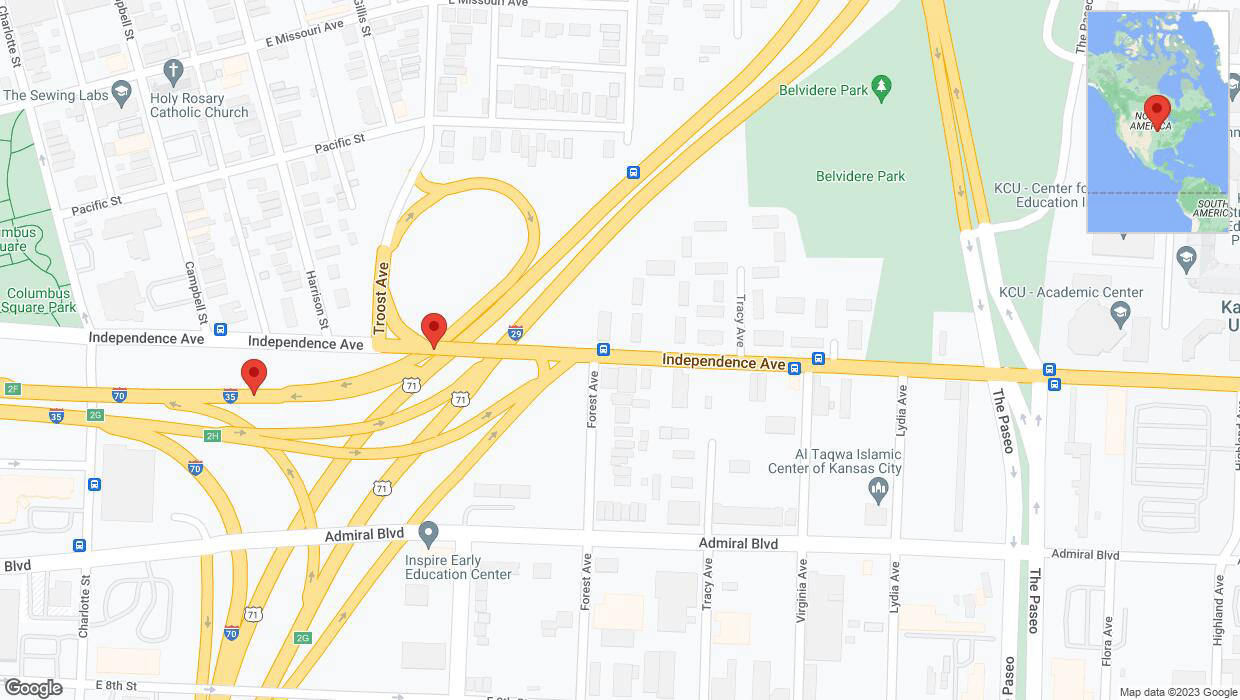 A detailed map that shows the affected road due to 'Warning: Crash on westbound US-24 West in Kansas City' on September 20th at 8:02 p.m.