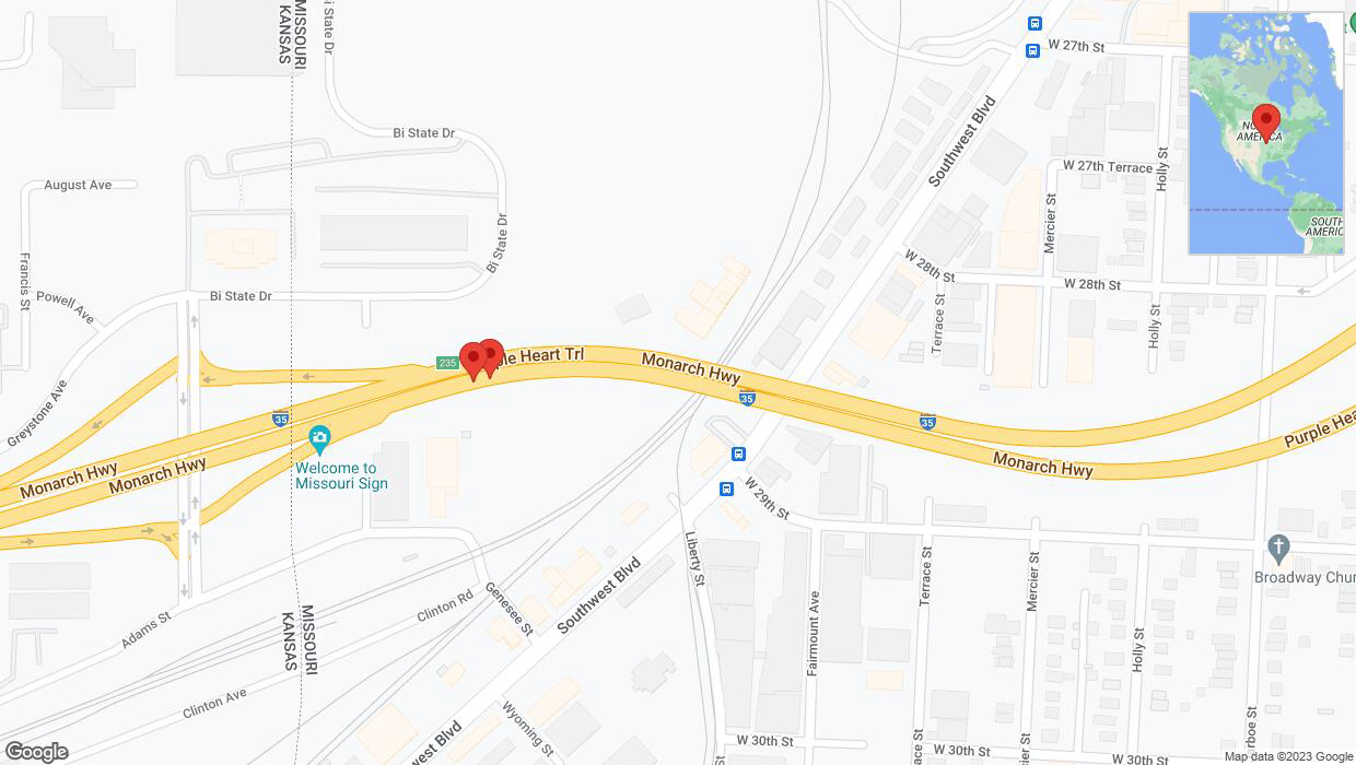 A detailed map that shows the affected road due to 'Broken down vehicle on northbound I-35 in Kansas City' on September 20th at 8:20 p.m.