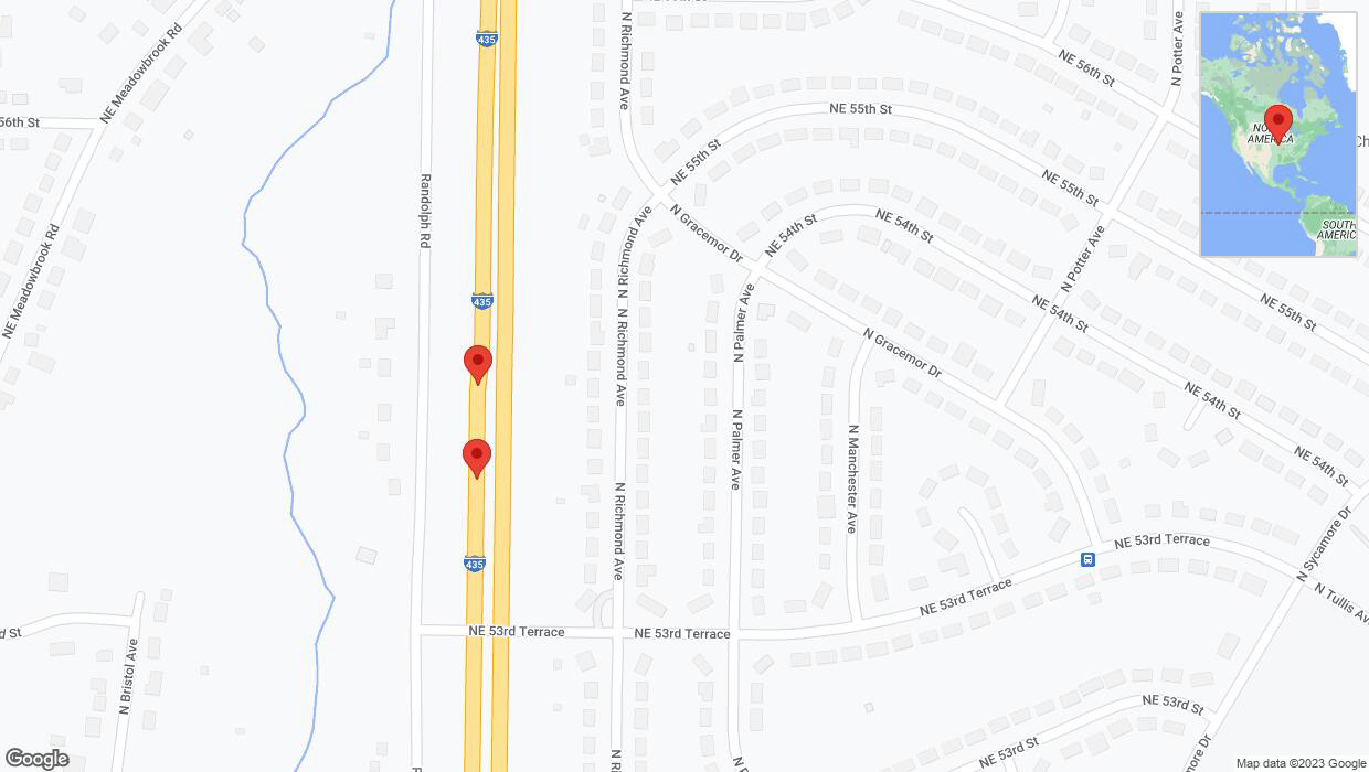 A detailed map that shows the affected road due to 'Broken down vehicle on southbound I-435 in Kansas City' on September 20th at 11:32 p.m.
