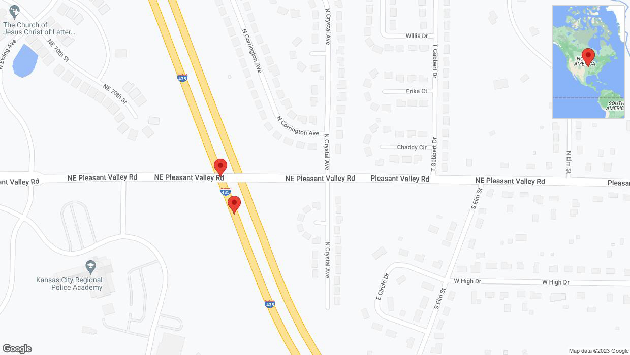 A detailed map that shows the affected road due to 'Broken down vehicle on southbound I-435 in Kansas City' on September 21st at 1:55 p.m.