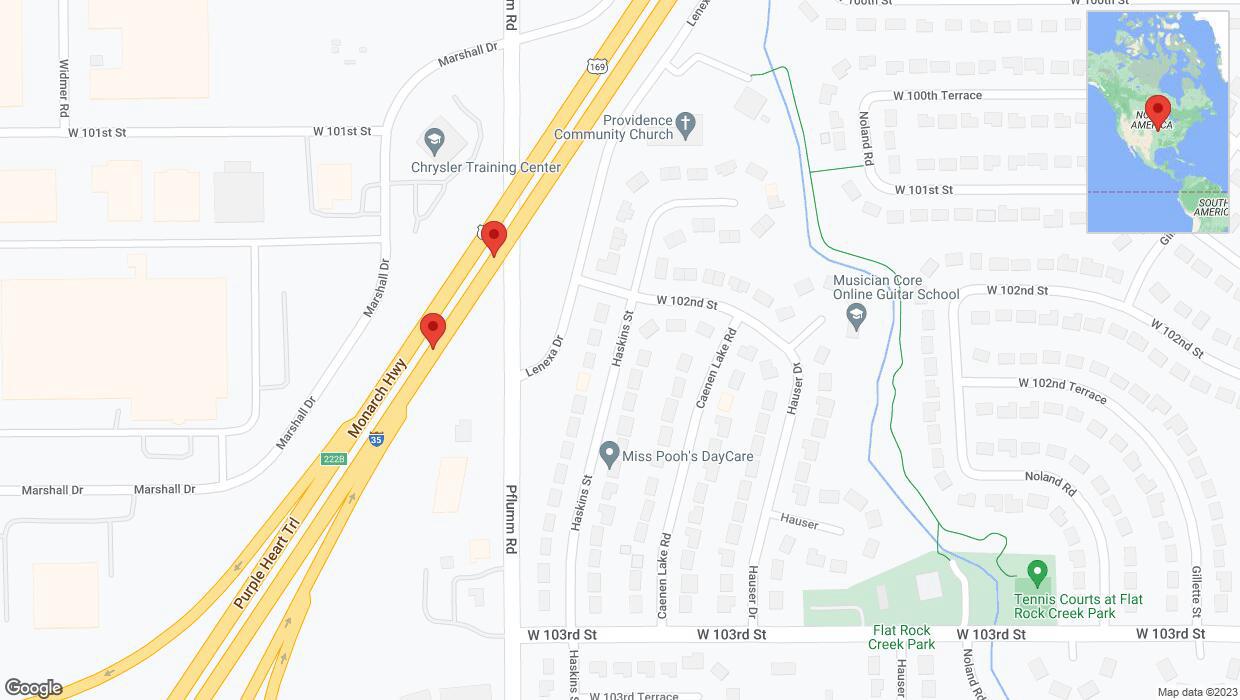 A detailed map that shows the affected road due to 'Broken down vehicle on eastbound I-35 in Lenexa' on September 21st at 3:01 p.m.