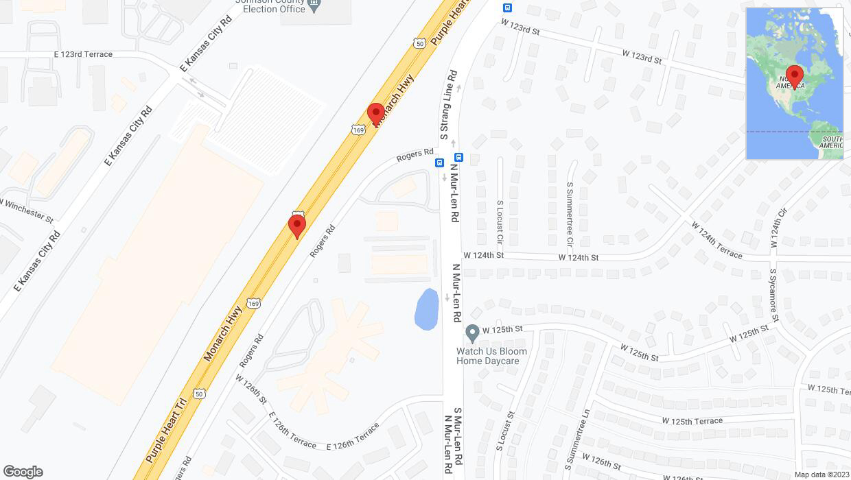 A detailed map that shows the affected road due to 'Broken down vehicle on eastbound I-35 in Olathe' on September 21st at 2:49 p.m.