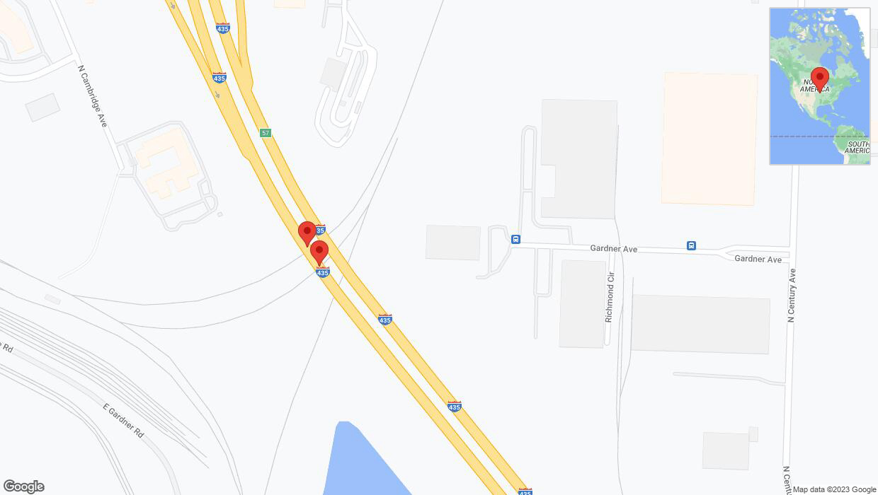 A detailed map that shows the affected road due to 'Broken down vehicle on southbound I-435 in Kansas City' on September 21st at 5:01 p.m.