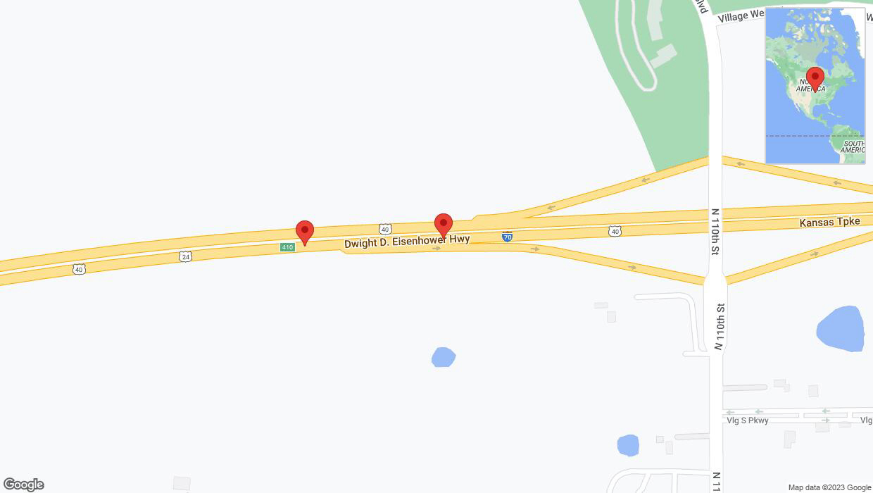 A detailed map that shows the affected road due to 'Broken down vehicle on eastbound I-70 in Edwardsville' on September 21st at 6:55 p.m.