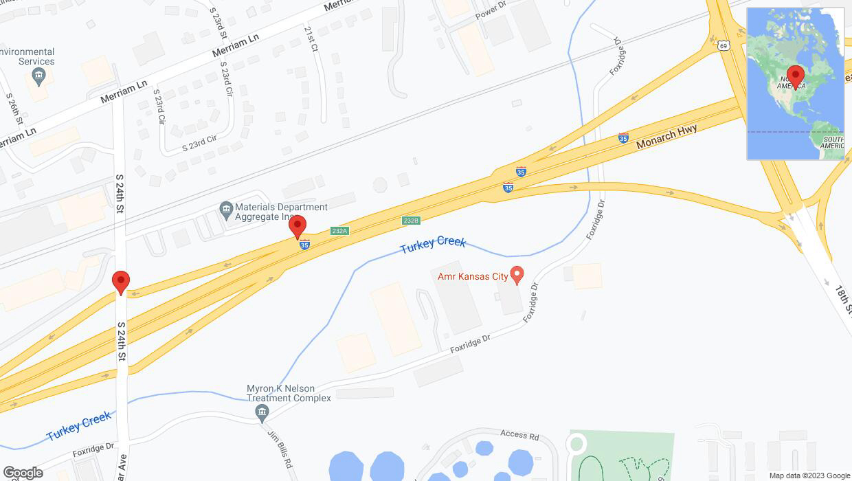 A detailed map that shows the affected road due to 'Broken down vehicle on South 24th Street in Kansas City' on September 21st at 6:31 p.m.