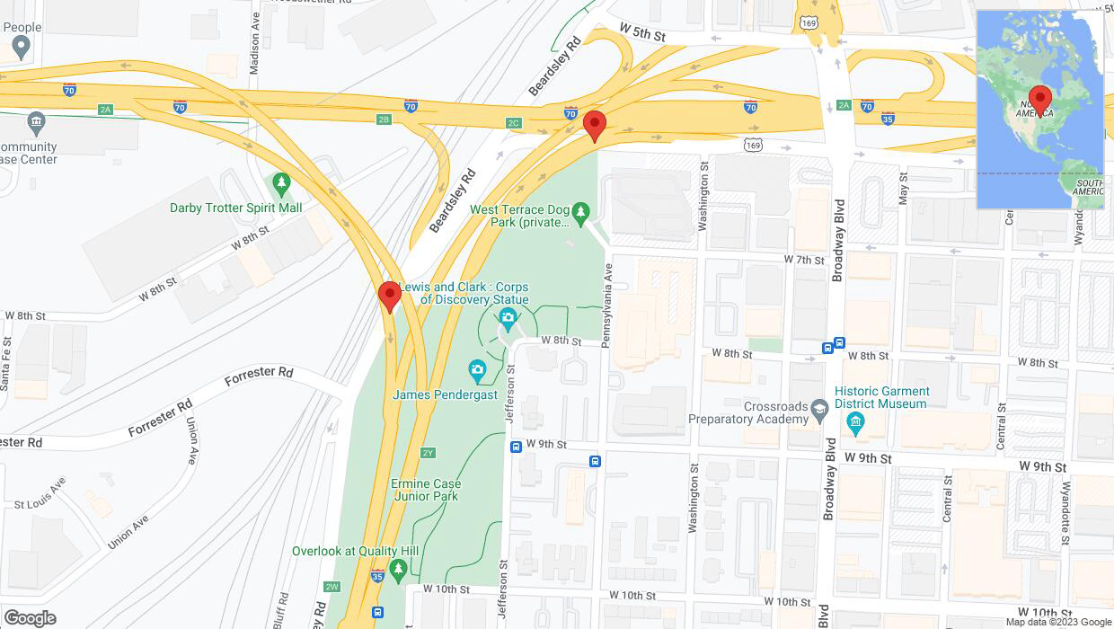 A detailed map that shows the affected road due to 'Kansas City: Beardsley Road temporarily closed' on September 22nd at 1:19 p.m.