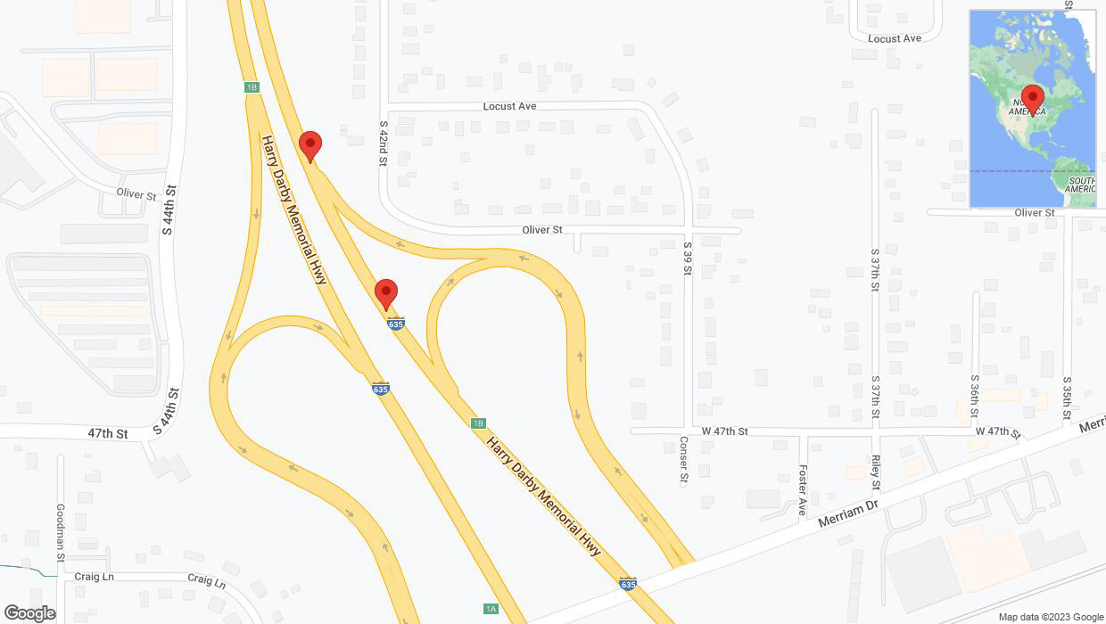 A detailed map that shows the affected road due to 'Warning: Crash on northbound I-635 in Kansas City' on September 22nd at 4:25 p.m.