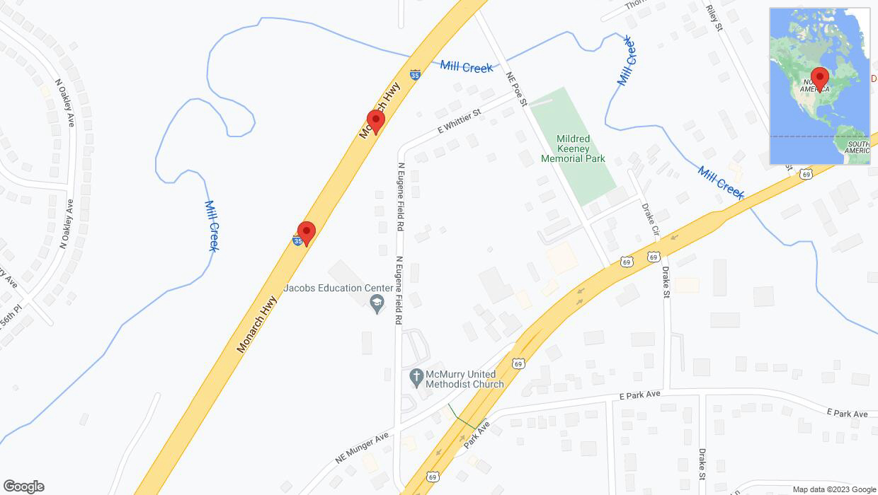 A detailed map that shows the affected road due to 'Crash reported on northbound I-35 in Kansas City' on September 22nd at 3:55 p.m.