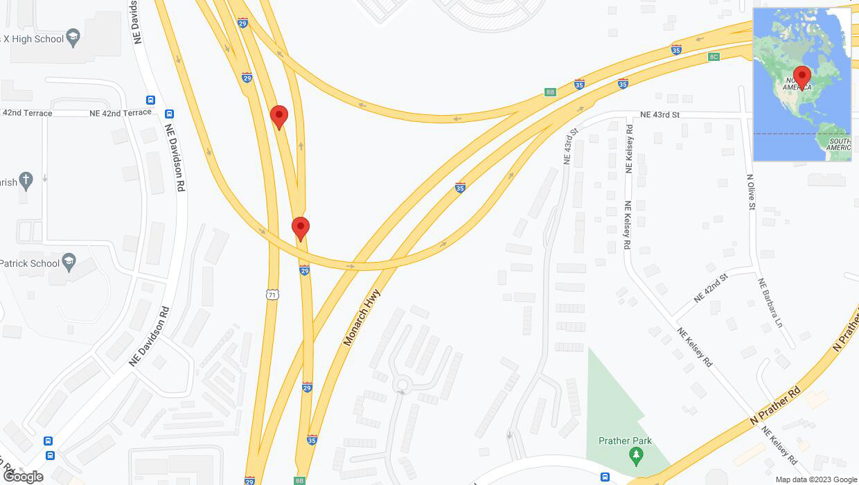 A detailed map that shows the affected road due to 'Broken down vehicle on northbound I-29 in Kansas City' on September 22nd at 4:25 p.m.