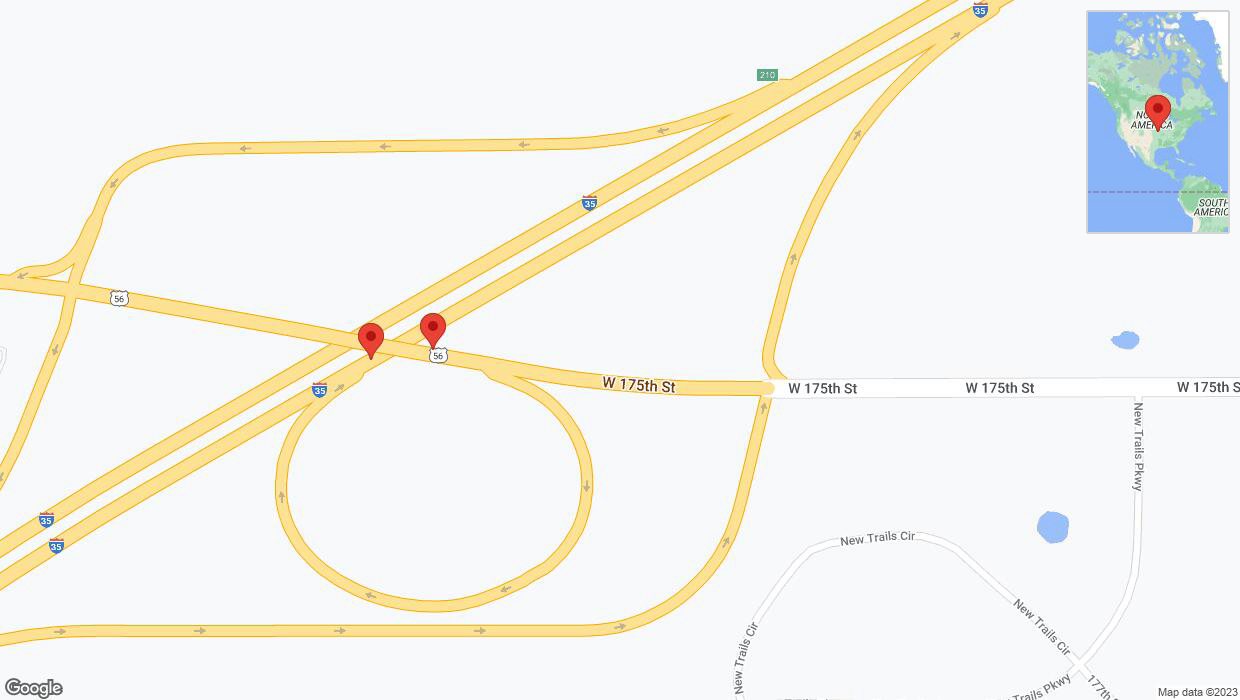 A detailed map that shows the affected road due to 'Gardner: US-56 East closed' on September 22nd at 10:25 p.m.