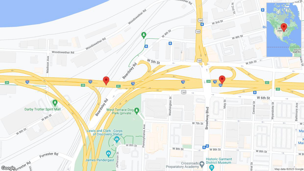 A detailed map that shows the affected road due to 'I-70 temporarily closed in Kansas City' on September 22nd at 11:19 p.m.