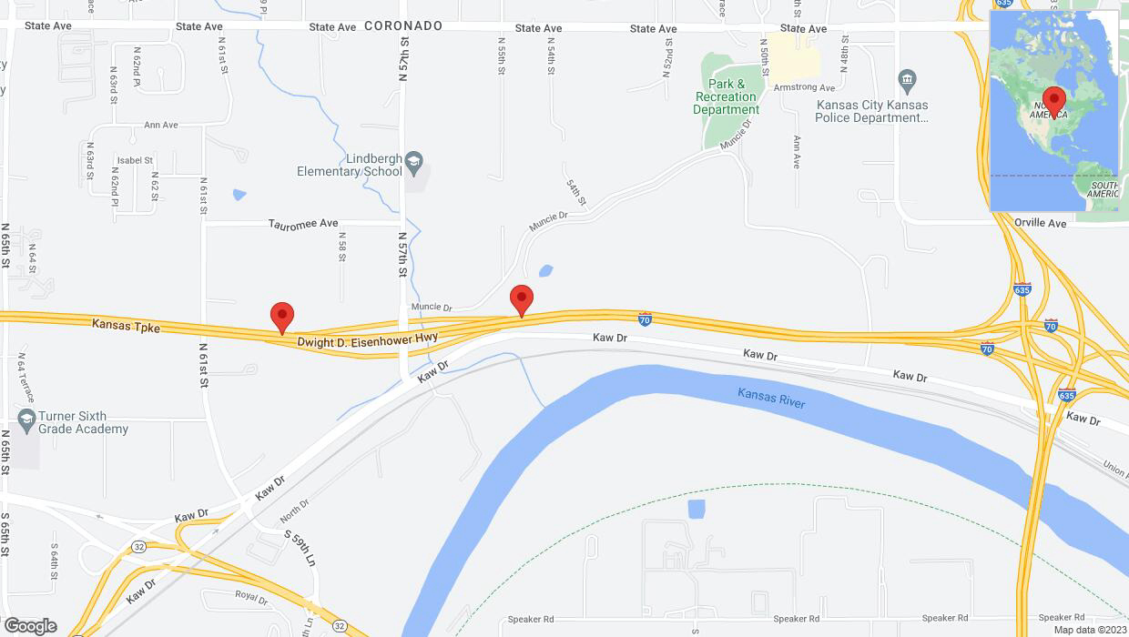A detailed map that shows the affected road due to 'I-70 closed in Kansas City' on September 23rd at 12:37 p.m.