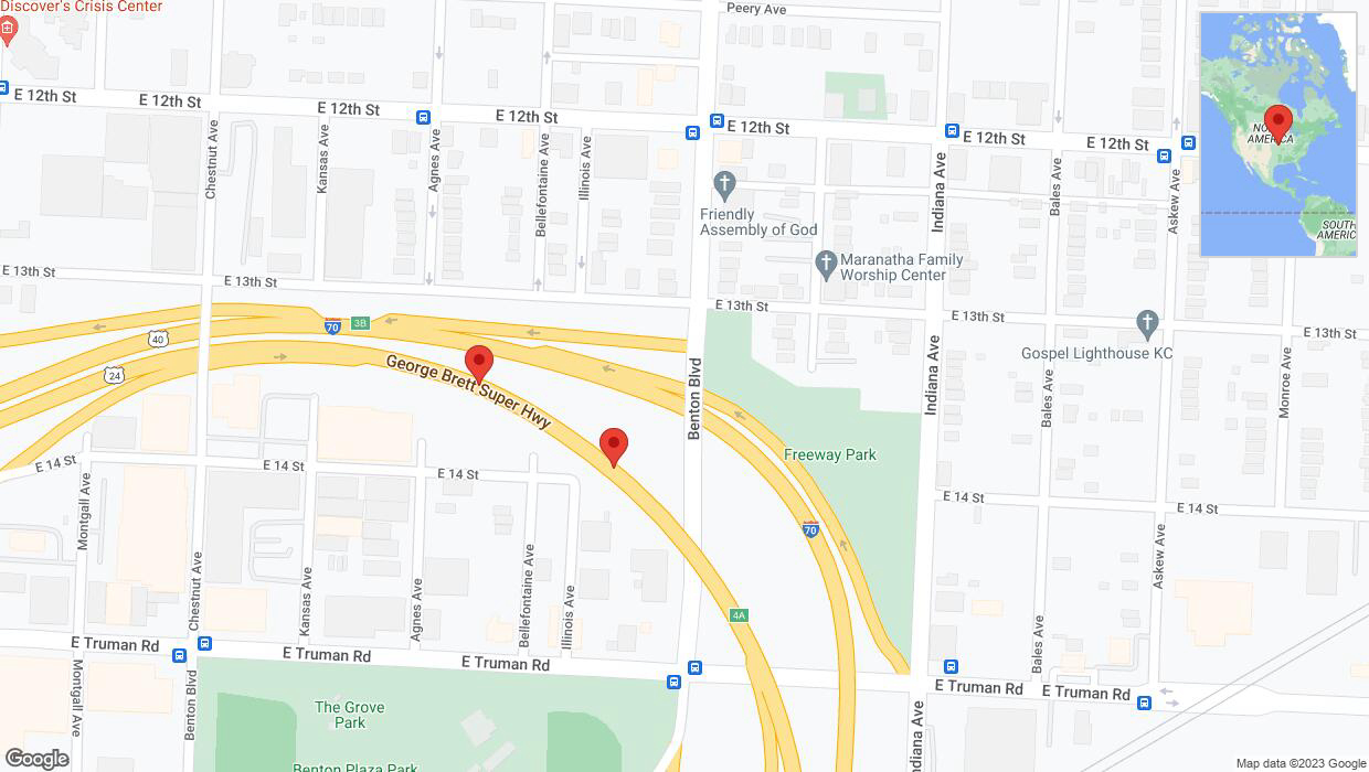 A detailed map that shows the affected road due to 'Broken down vehicle on eastbound I-70 in Kansas City' on September 23rd at 2:07 p.m.