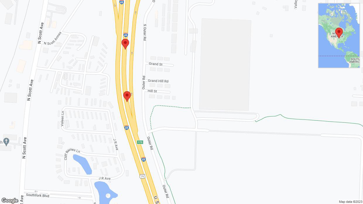 A detailed map that shows the affected road due to 'Crash update: I-40/US-71' on September 23rd at 2:55 p.m.
