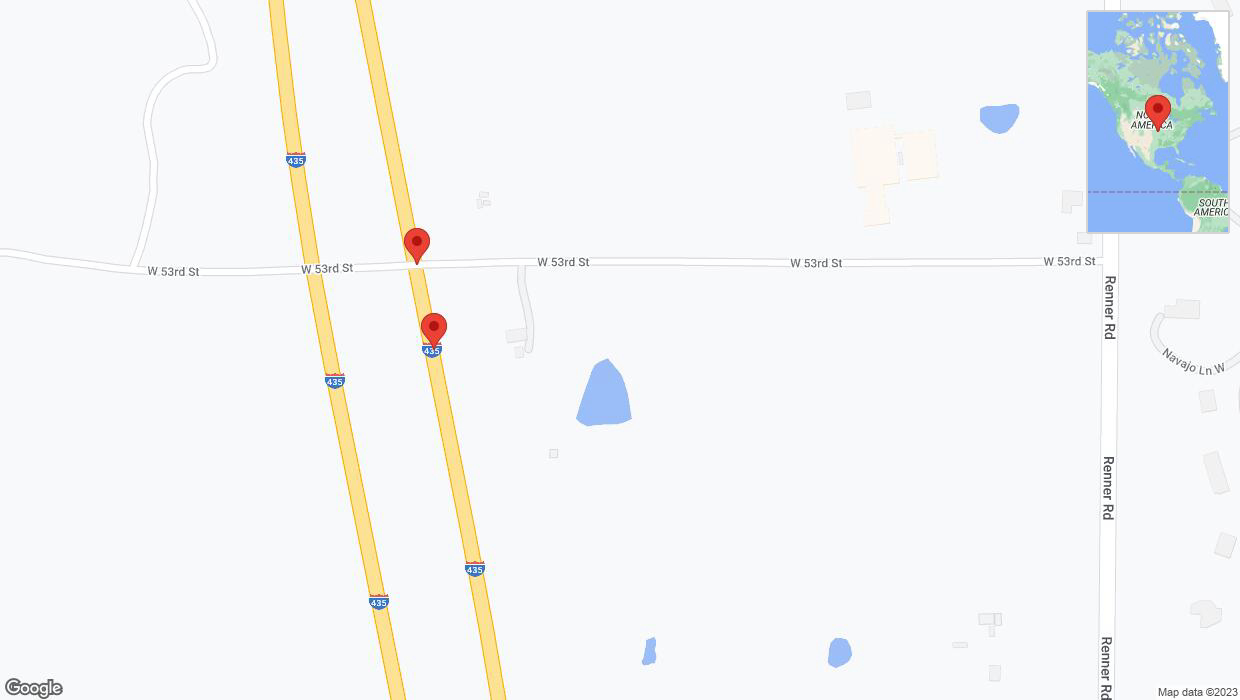 A detailed map that shows the affected road due to 'Reports of a crash on northbound I-435' on September 23rd at 7:07 p.m.