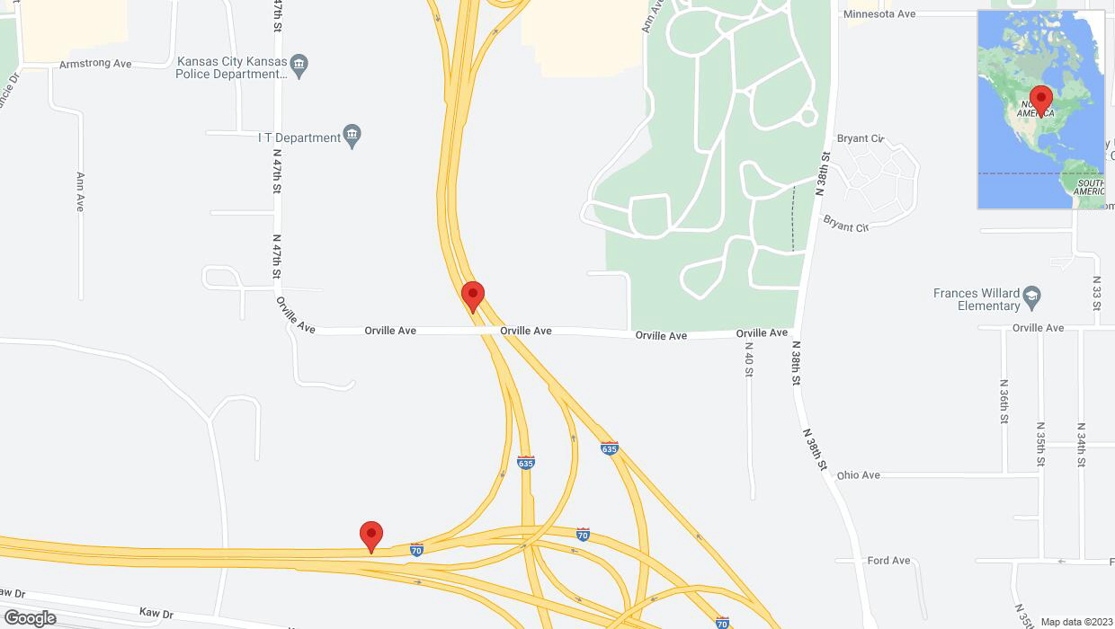 A detailed map that shows the affected road due to 'Kansas City: Orville Avenue temporarily closed' on September 23rd at 10:13 p.m.