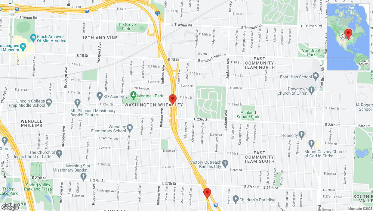 A detailed map that shows the affected road due to 'Crash report: I-70' on September 23rd at 10:49 p.m.