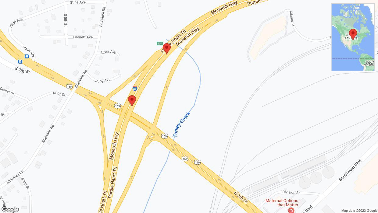 A detailed map that shows the affected road due to 'Broken down vehicle on northbound I-35 in Kansas City' on September 24th at 2:01 p.m.