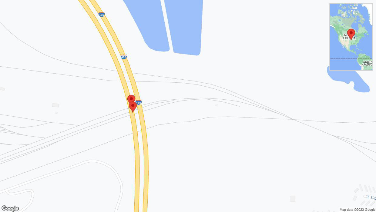 A detailed map that shows the affected road due to 'Broken down vehicle on southbound I-435 in Kansas City' on September 24th at 4:55 p.m.