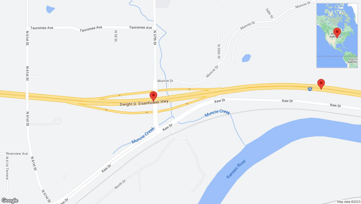 A detailed map that shows the affected road due to 'Crash reported on eastbound I-70 in Kansas City' on September 24th at 5:01 p.m.