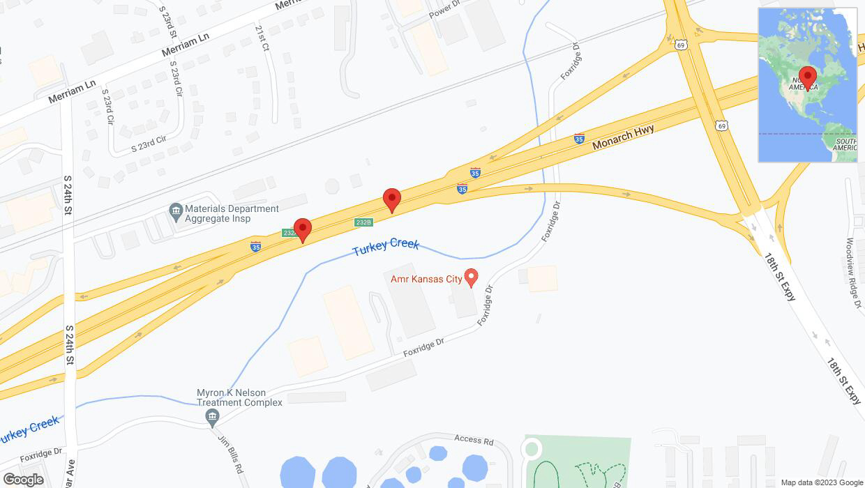 A detailed map that shows the affected road due to 'Broken down vehicle on northbound I-35 in Kansas City' on September 24th at 11:49 p.m.