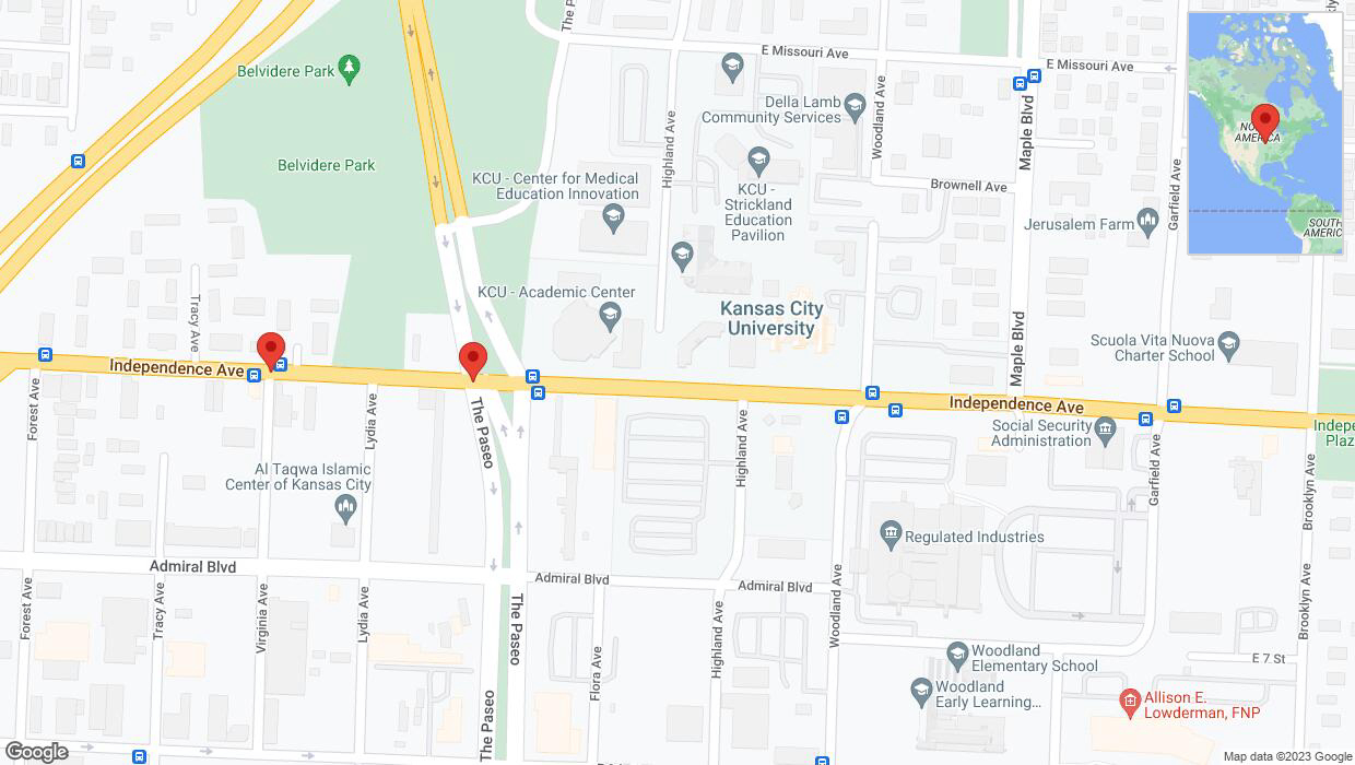 A detailed map that shows the affected road due to 'Independence Avenue/US-24 temporarily closed in Kansas City' on September 25th at 8:13 p.m.