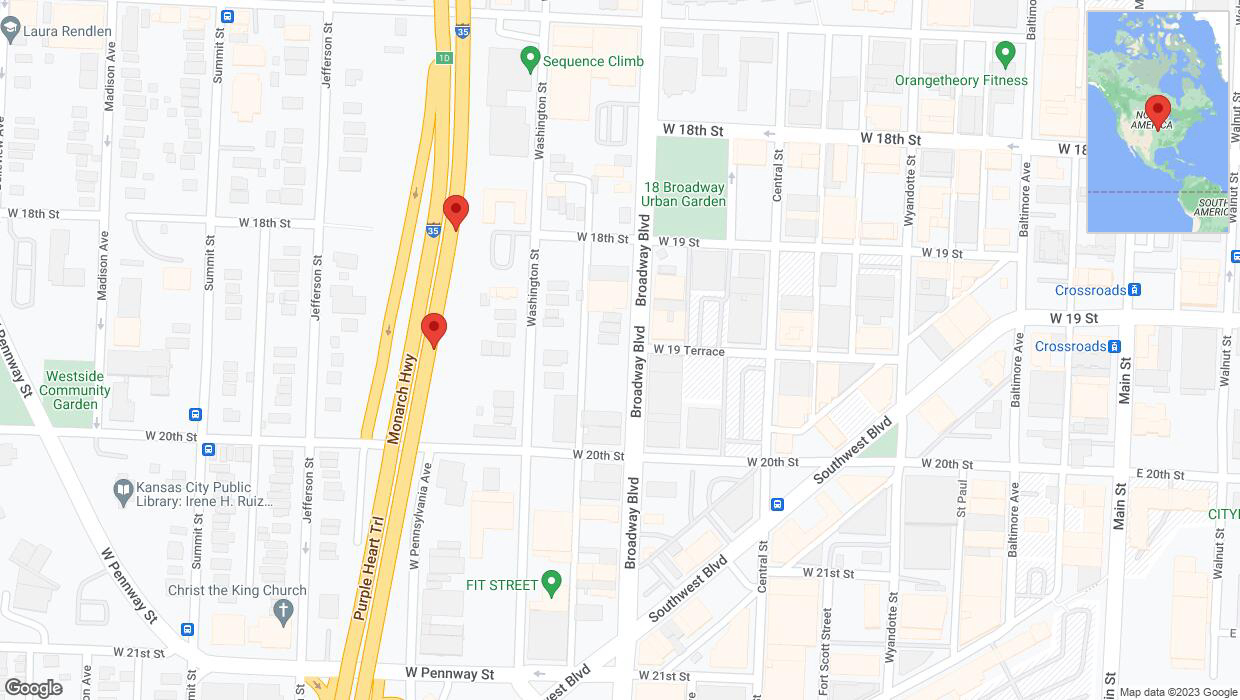 A detailed map that shows the affected road due to 'Broken down vehicle on northbound I-35 in Kansas City' on September 25th at 12:07 p.m.